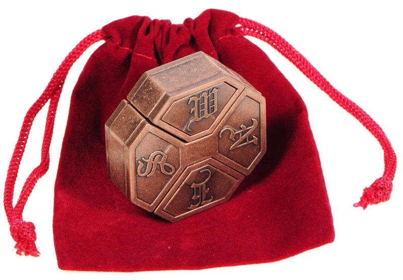 octora Hanayama News Cast Metal Brain Teaser Puzzle with Red Velveteen Pouch Bundled Items - Image 1